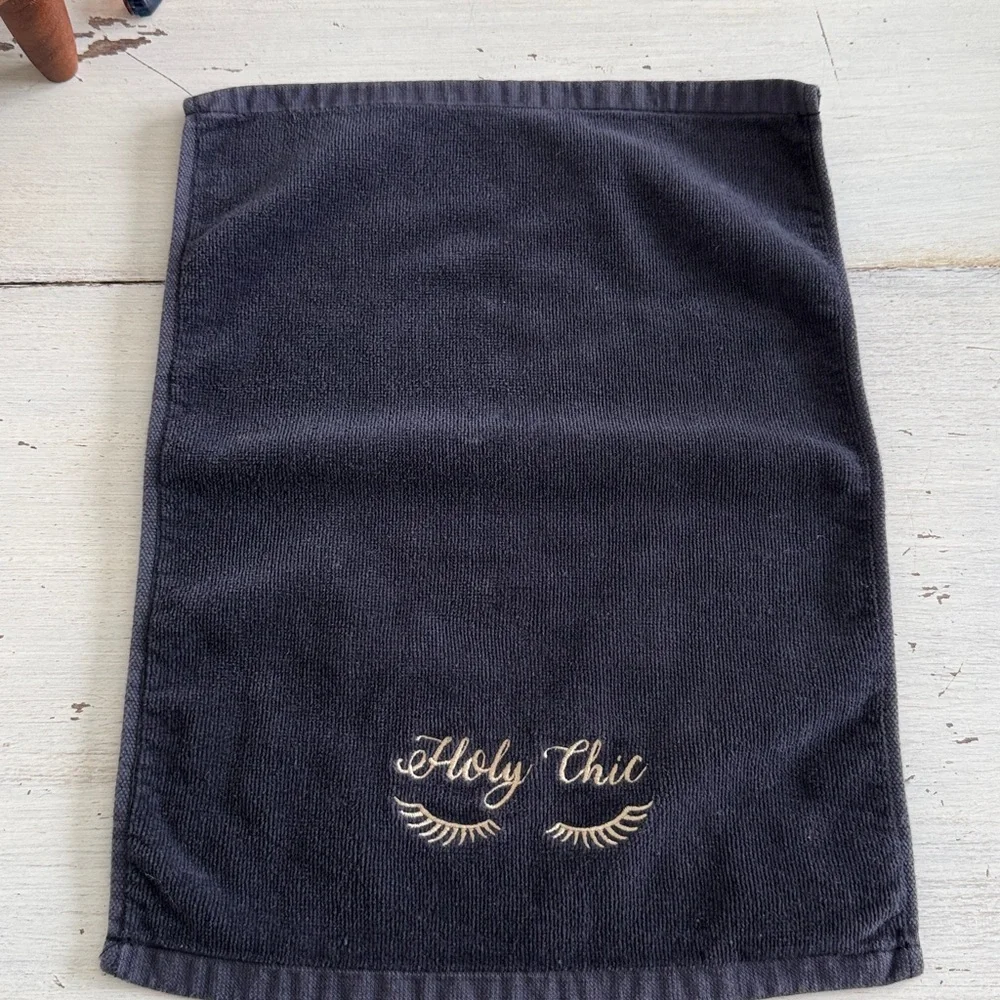 Holy Chic Embroidered Eyelashes Black Makeup Towel - Hand Towel - TT & Lola 2002